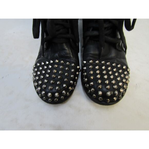 STEVE MADDEN Womens Sz 6 M Black Leather Zip Lace Up Combat High Ankle Boots - Picture 6 of 11